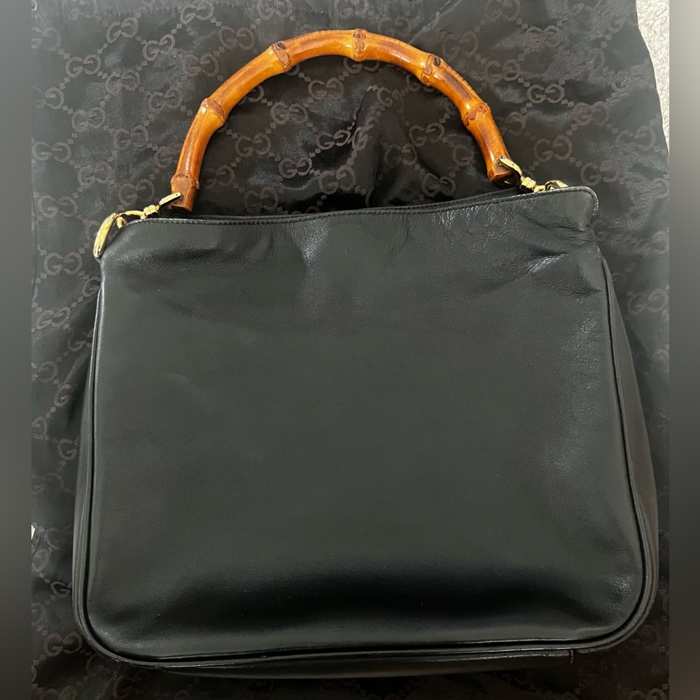 Gucci Black Shoulder Bag with Bamboo Handle